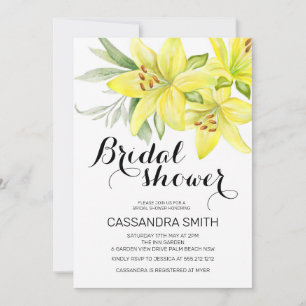 Elegant Spring Yellow Lily Floral Bridal Shower Invitation