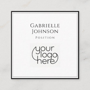 Elegant Square Black and White Minimalist Logo Business Card