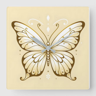 Elegant Square Butterfly Wall Clock