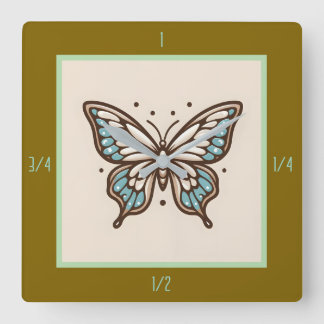 Elegant Square Butterfly Wall Clock