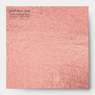 Elegant Square Coral Faux Foil Wedding Invite Envelope