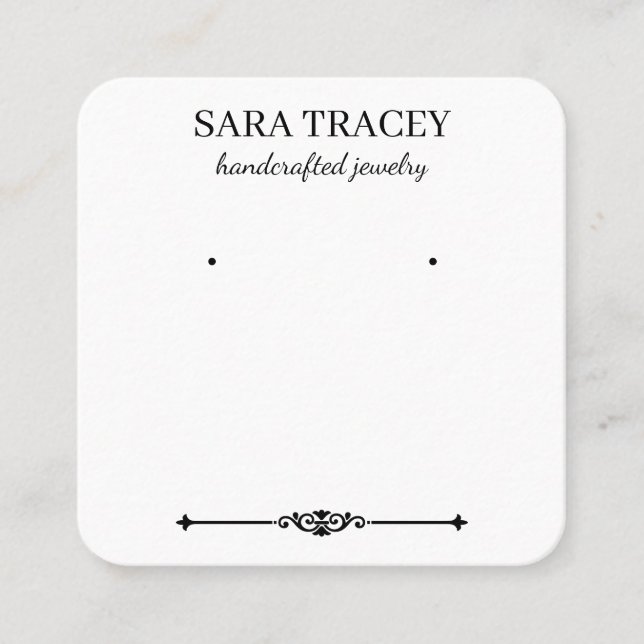 Elegant Square Earring Card with Socials on Back (Front)