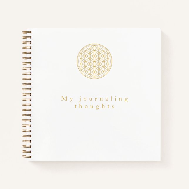 Elegant Square Golden Flower of Life Template Notebook (Front)