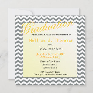 Elegant square grey and white chevron graduation invitation