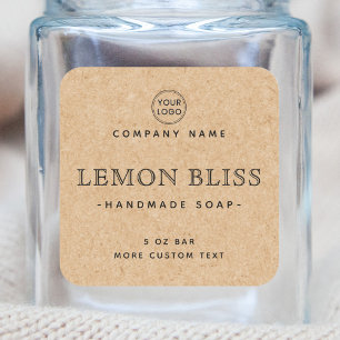 Elegant square Kraft paper look product labels