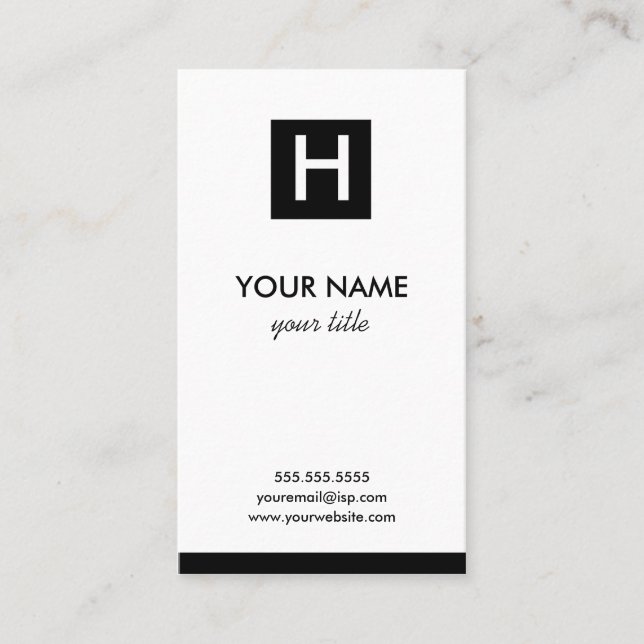 Elegant Square Monogram Business Cards (Front)