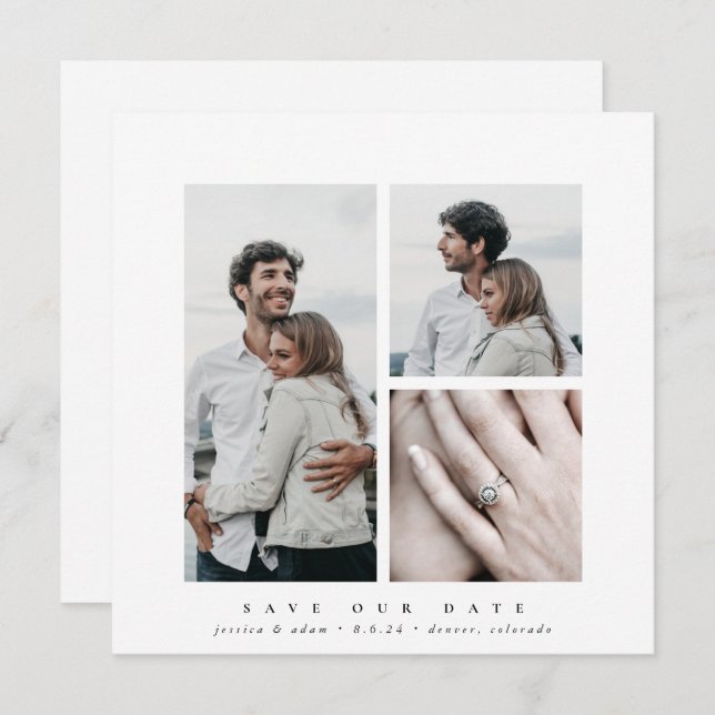 Elegant Square Multi Photo Save The Date (Front/Back)