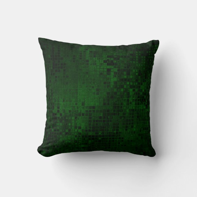 Elegant Square Pattern Dark Green Pillow (Front)