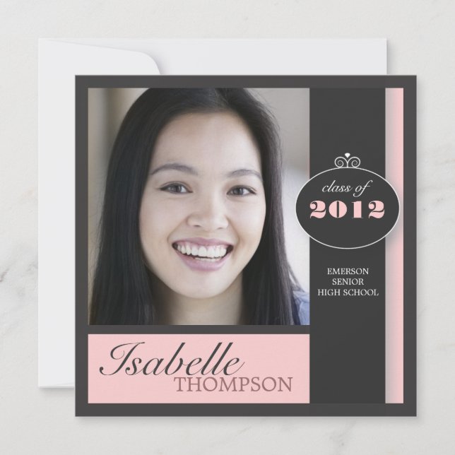 Elegant Square Pink Modern Graduation Party Invitation (Front)