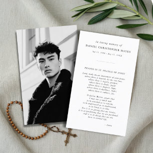 Elegant St. Francis Photo Prayer Card