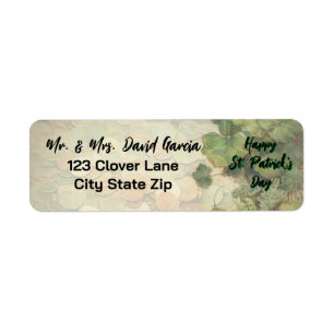 Elegant St. Patrick’s Day Green Clover Return Address Label