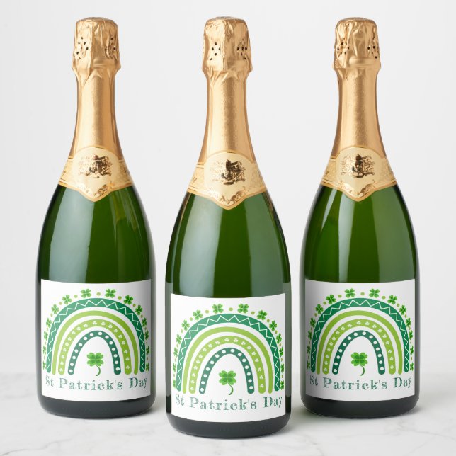Elegant St. Patrick's Day Party Sparkling Wine Label (Bottles)