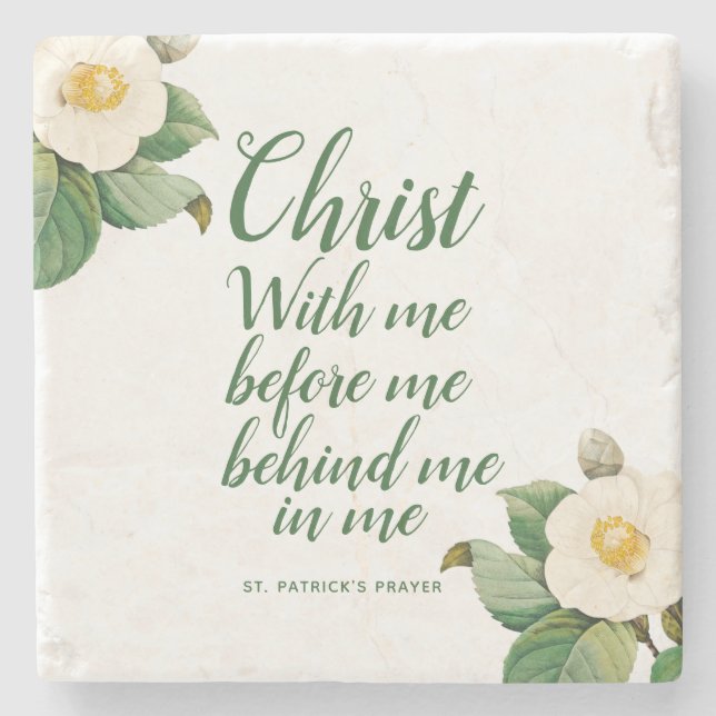 Elegant St. Patrick's Prayer  Stone Coaster (Front)