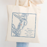 Elegant St. Simons Island Georgia Navy Map Wedding