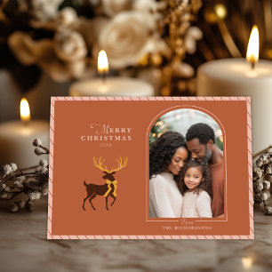 Elegant Stag Arch Photo Christmas Card
