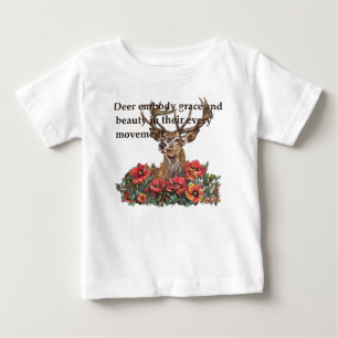 Elegant Stag Deer Floral Poppies Quote Kids Baby T-Shirt