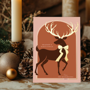 Elegant Stag Gold Foil Holiday Card
