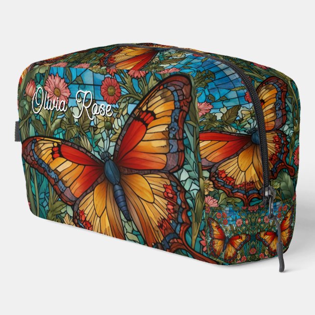 Elegant stain glass butterfly garden dopp kit (Right Corner)