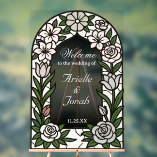 Elegant Stain Glass Wedding Sign - Custom Made