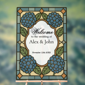 Elegant Stain Glass Wedding Sign - Custom Made