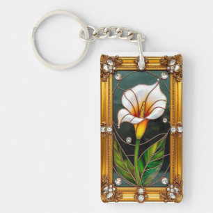 Elegant Stained Glass Artwork Key Ring