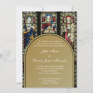 Elegant Stained Glass Catholic Wedding Invitation