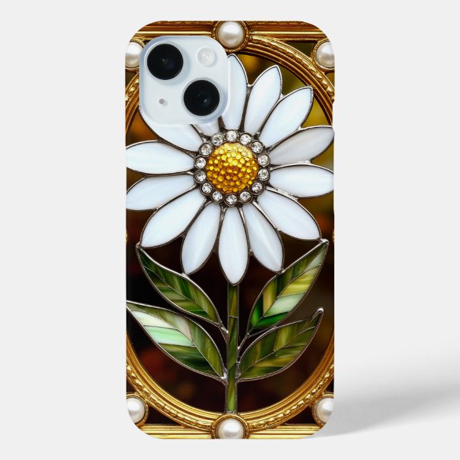 Elegant Stained Glass Daisy Artwork Case-Mate iPhone Case (Back)