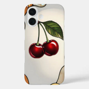 Elegant Stained Glass Effect Cherry iPhone 16 Case
