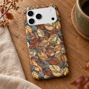 Elegant Stained Glass Fall Leaves - Rustic Autumn
