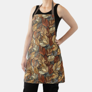 Elegant Stained Glass Fall Leaves - Rustic Autumn Apron