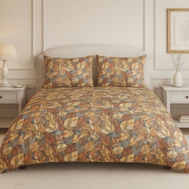 Elegant Stained Glass Fall Leaves - Rustic Autumn Pillowcase (Creator Uploaded)