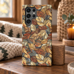 Elegant Stained Glass Fall Leaves - Rustic Autumn Samsung Galaxy Case