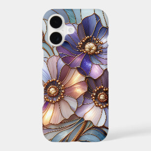 Elegant Stained Glass Floral Design in Soft Pastel