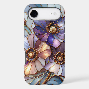 Elegant Stained Glass Floral Design in Soft Pastel