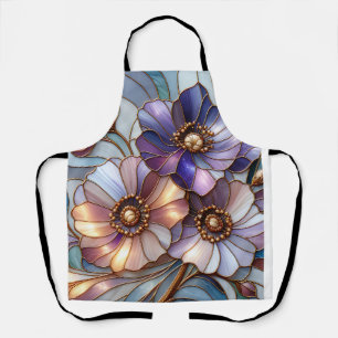 Elegant Stained Glass Floral Design in Soft Pastel Apron