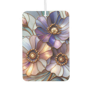 Elegant Stained Glass Floral Design in Soft Pastel Car Air Freshener