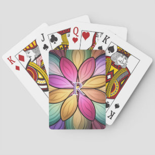 Elegant Stained‑Glass Floral Monogram Initial Playing Cards
