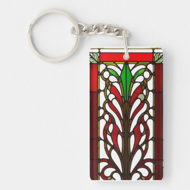 Elegant Stained Glass Panel  Key Ring (Front)