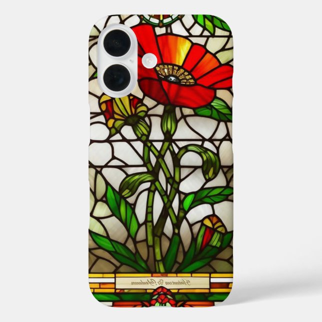 Elegant Stained Glass Red Flower Case-Mate iPhone Case (Back)