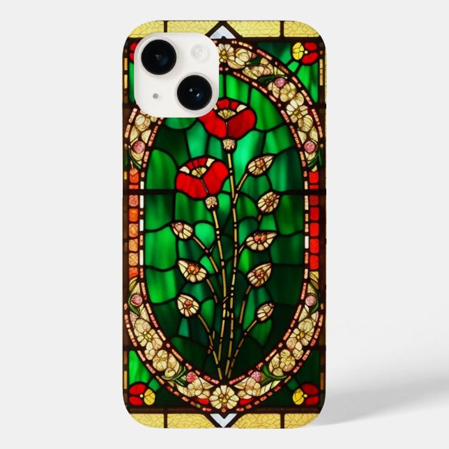 Elegant Stained Glass Red Flower Case-Mate iPhone Case (Back)