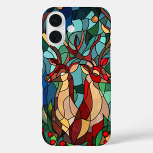 Elegant Stained Glass Reindeer Festive Holiday  iPhone 16 Case