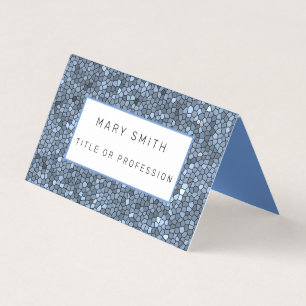 Elegant Stained Glass Silver Blue Business Card
