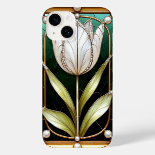 Elegant Stained Glass Tulip With Gold Frame Case-Mate iPhone 14 Case