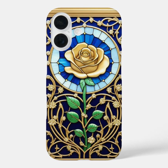 Elegant Stained Glass Window With Golden Rose Case-Mate iPhone Case (Back)