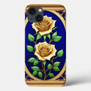 Elegant Stained Glass Window With Golden Rose iPhone 13 Case