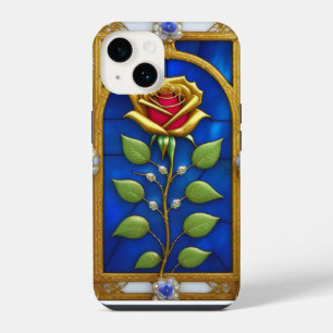 Elegant Stained Glass Window With Golden Rose iPhone 14 Case