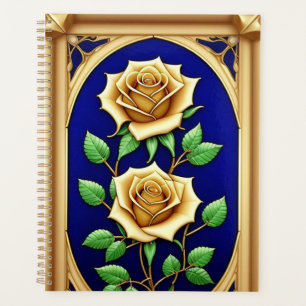 Elegant Stained Glass Window With Golden Rose Planner