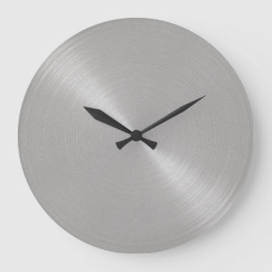 Elegant Stainless Steel Look Large Clock