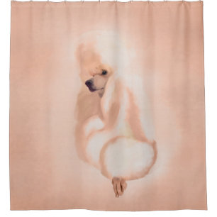 Elegant Standard White Poodle Mixed Media Shower Curtain