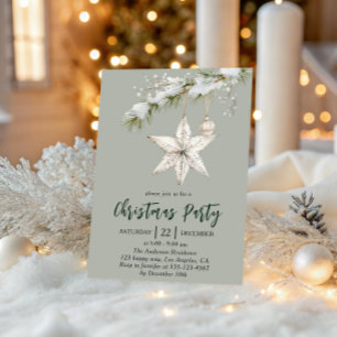 Elegant Star Christmas Party   Winter Holiday  Invitation